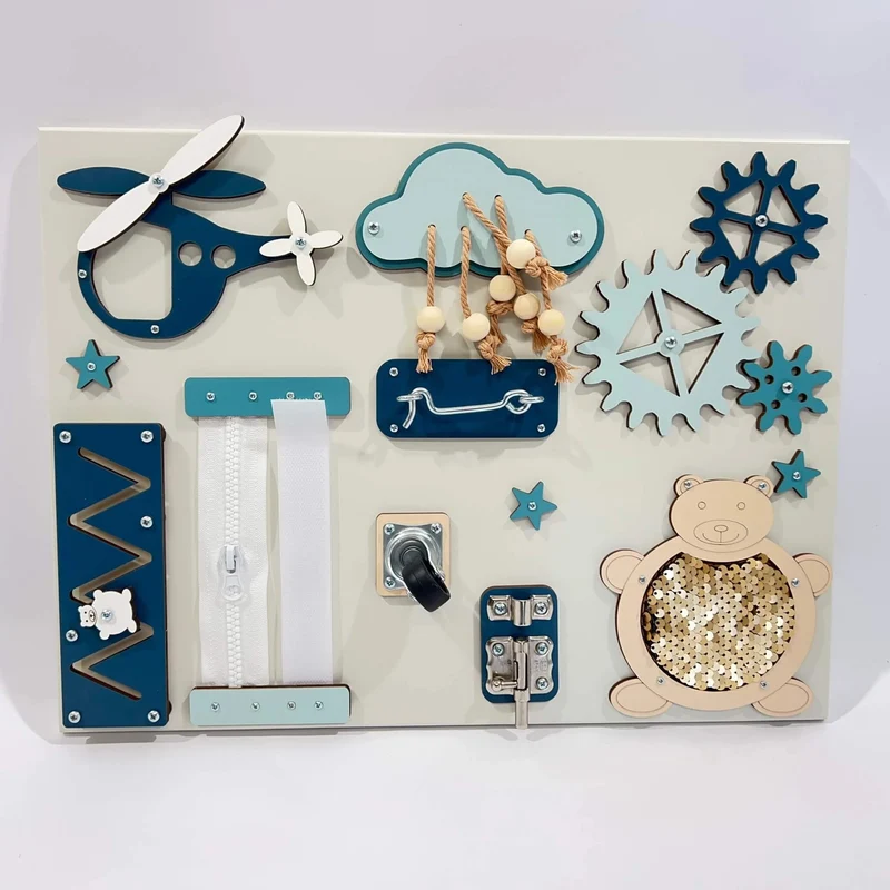 Montessori Aktivitetstavla - Interaktiv Lekbräda (30×40 cm)
