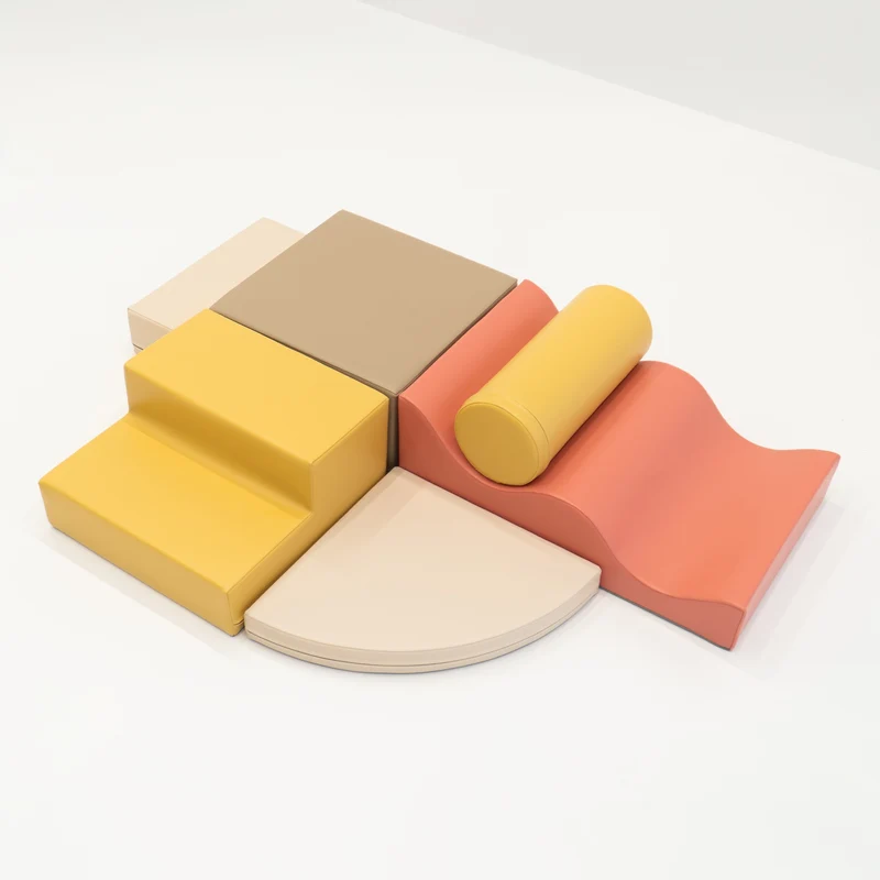 Stora Skum Byggklossar (6 delar) - Aprikos, Gul & Beige Ekoläder
