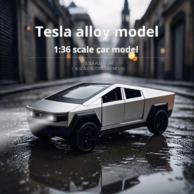 Tesla Cybertruck-stil 1:36 diecast Model Leksaksbilar, Pickup Truck Barn Presentkollektion