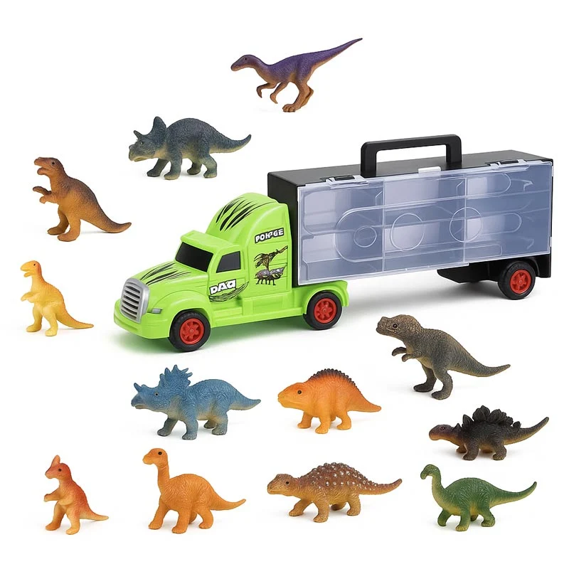 Suntoy Lastbil (39cm) med 12st dinosaurier