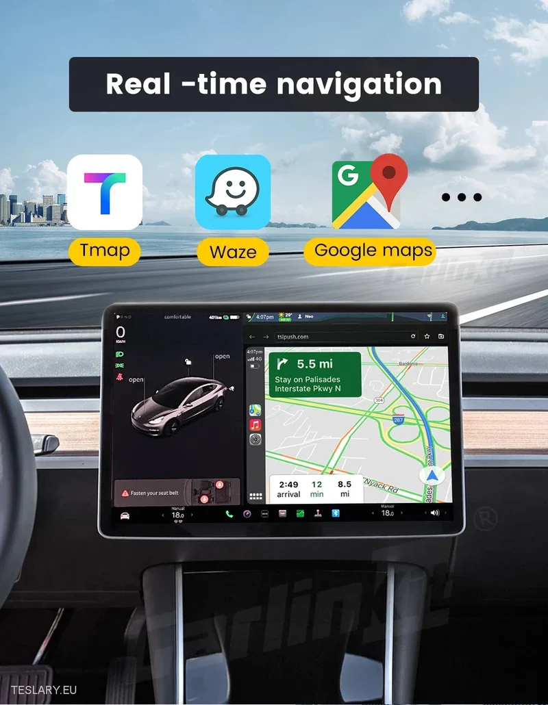 Tesla trådlös adapter för Carplay för Android- och Apple-enheter