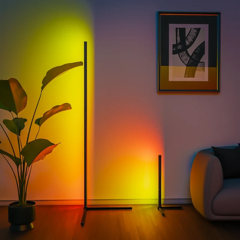 Smart RGB Gulvlampe med Musik-Synkronisering – LED Stemningslys med 16 Mio. Farver, App & Fjernbetjening