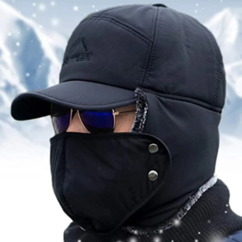 Vind- og varmebeskyttende hat med øreklap og maske