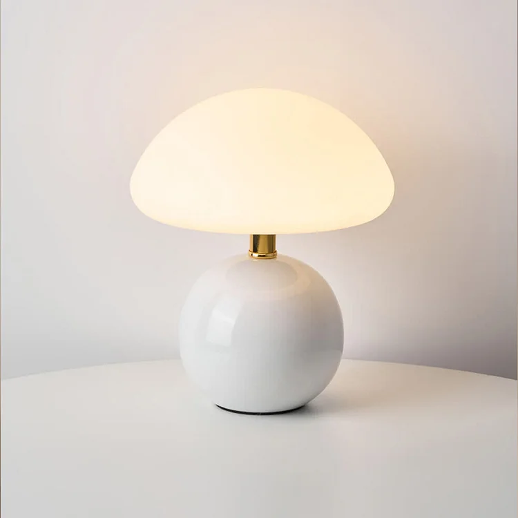 Bordslampa kräm keramik LED svampdesign