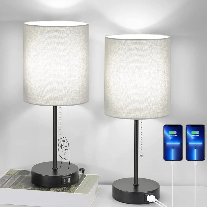 Bordslampor med USB-portar Modern Svart Set