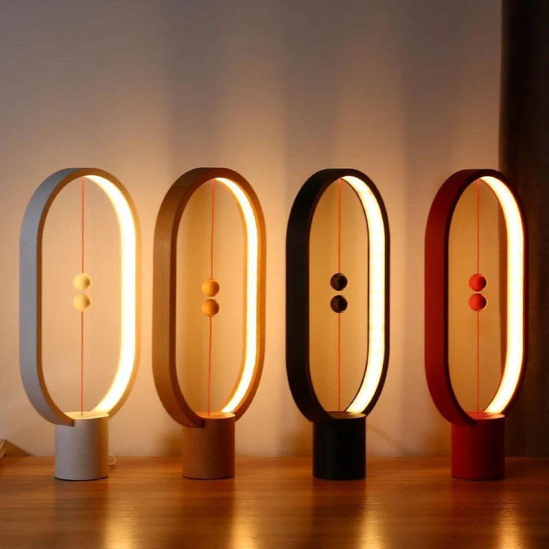 Bordslampa trä LED oval modern design