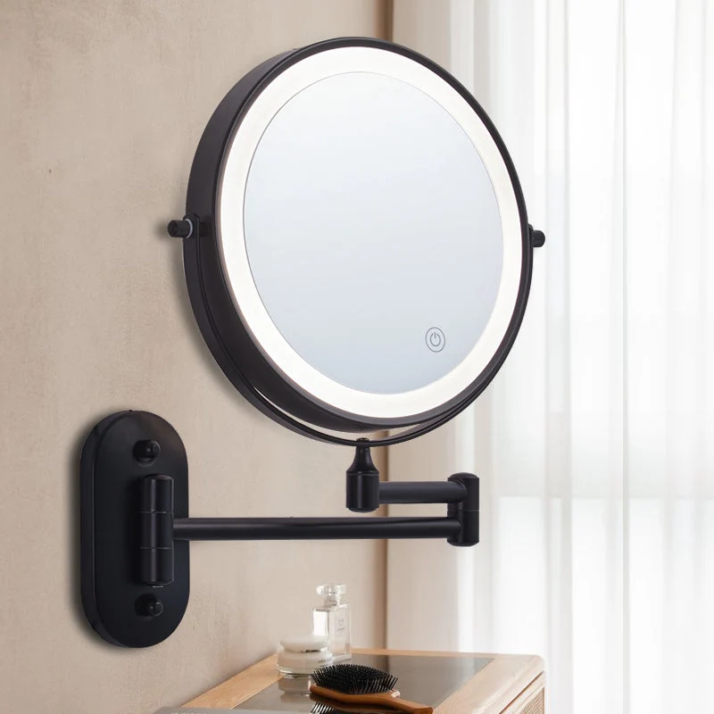 Makeup Spegel Väggmonterad LED Krom Rund