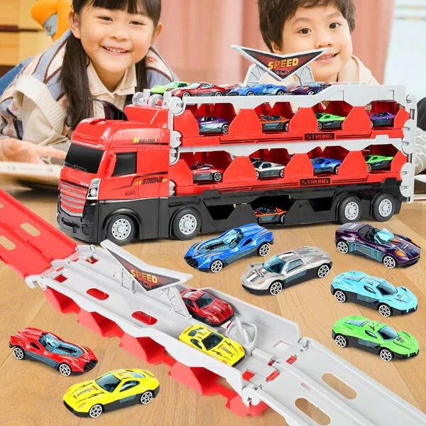 Stort Transportlastbil Med Trailer og Mini Biler