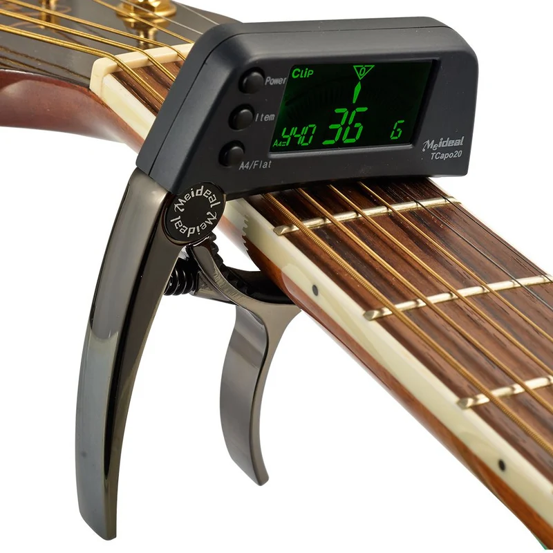 Professionelt 2-i-1 Capo og Tuner til Guitare