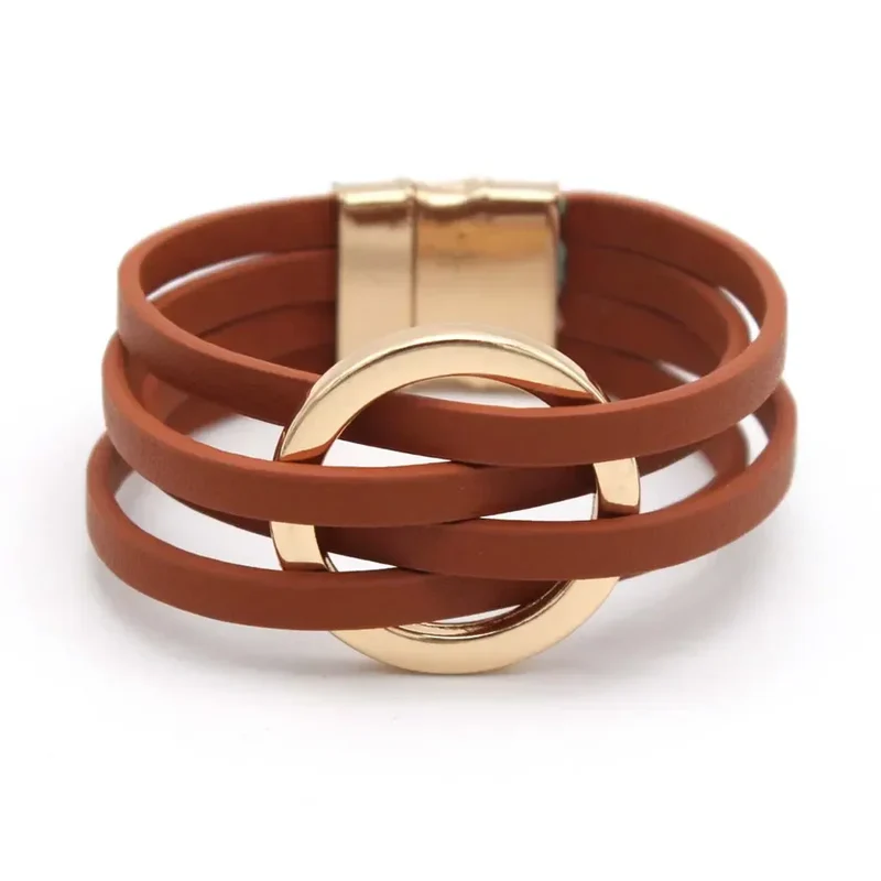 Elegant læderarmbånd med lagdelt design