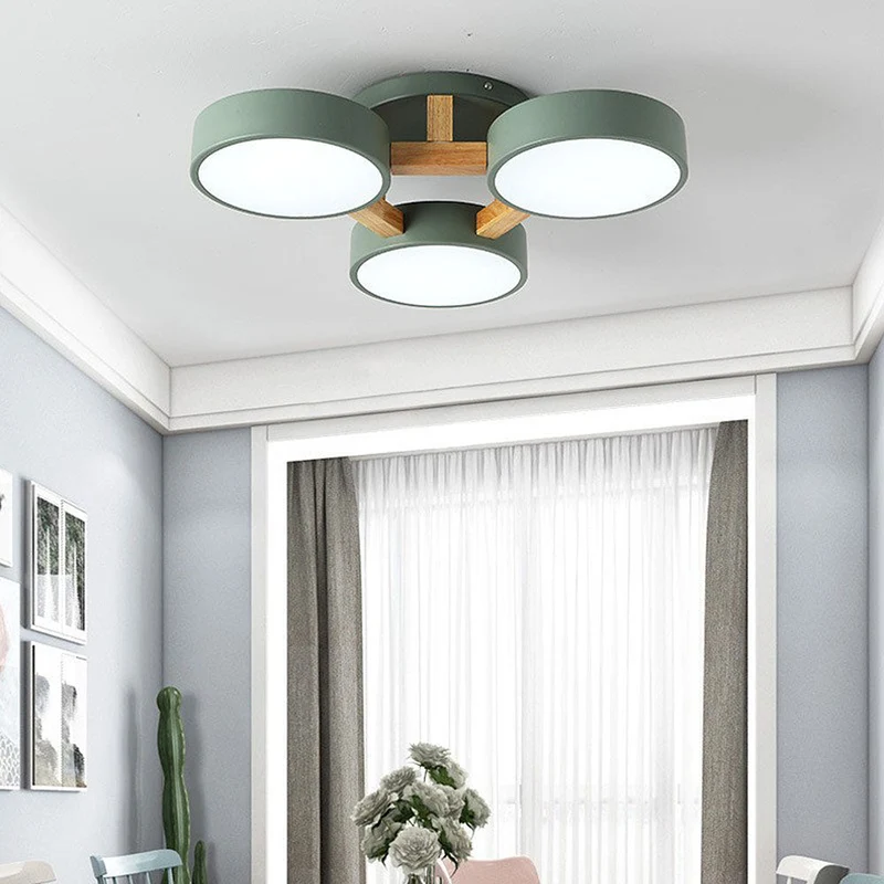LED Taklampa med Modern Design i Trä