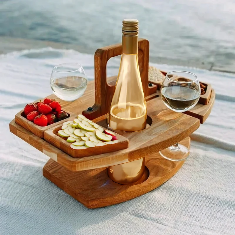 Fleksibel og Stilren Picnicbord i Træ - VinoHaven