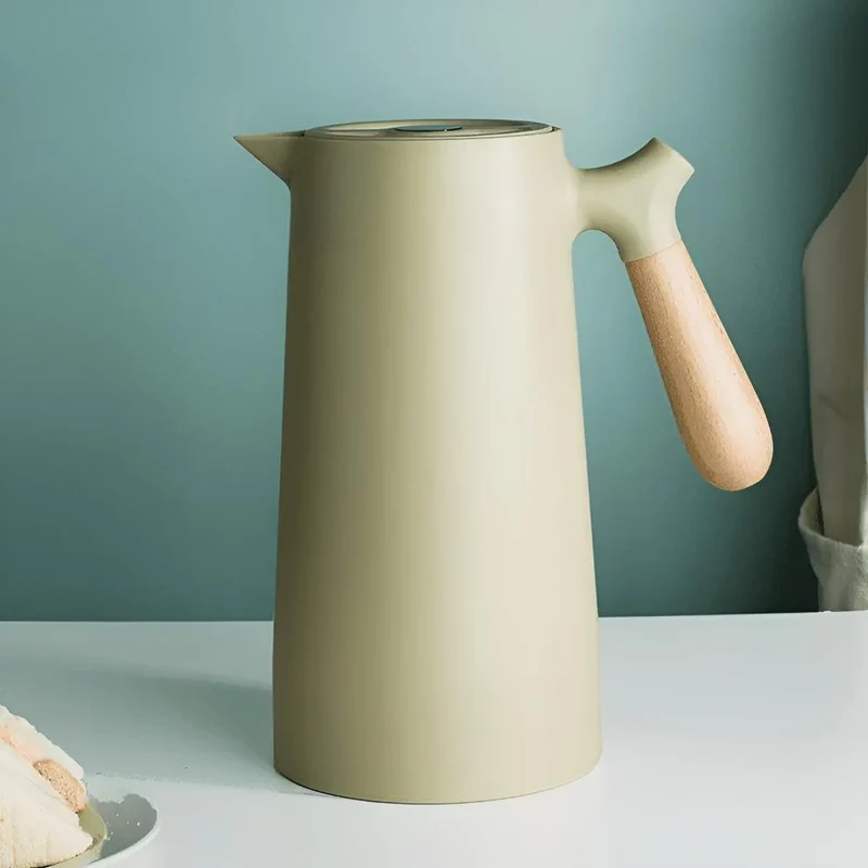 Elegant Termokande med Træhåndtag – Holder Din Drik Perfekt