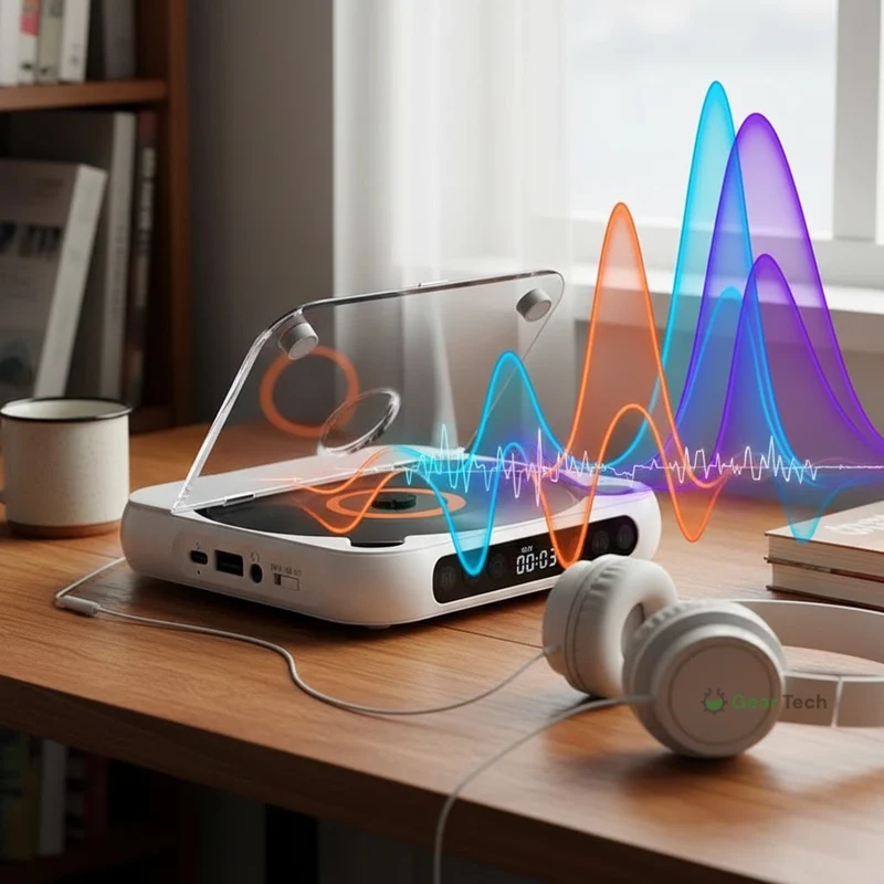 Bærbar Bluetooth CD-afspiller med Hi-Fi Lyd og Kompakt Design