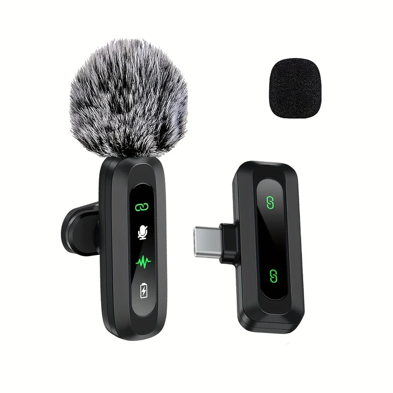 Trådløs clip-mikrofon med USB-C til smartphones og tablets
