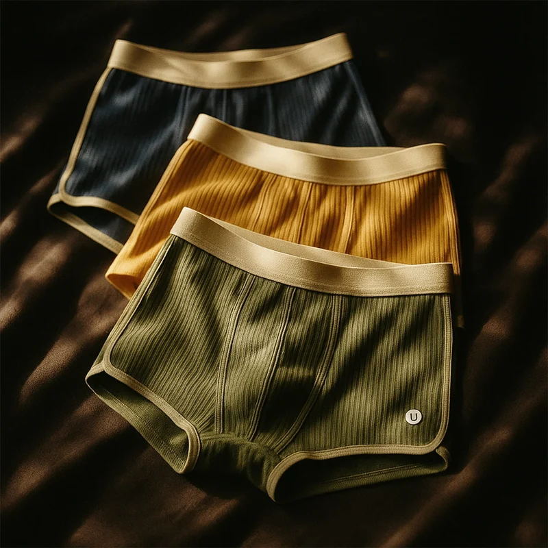 Komfortable Herre Boxershorts med Ribmønster og Elastisk Talje