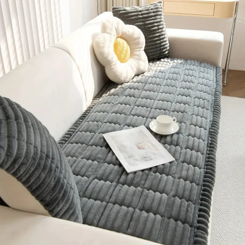 Varmt Flannel Sofaovertræk med Quiltet Design