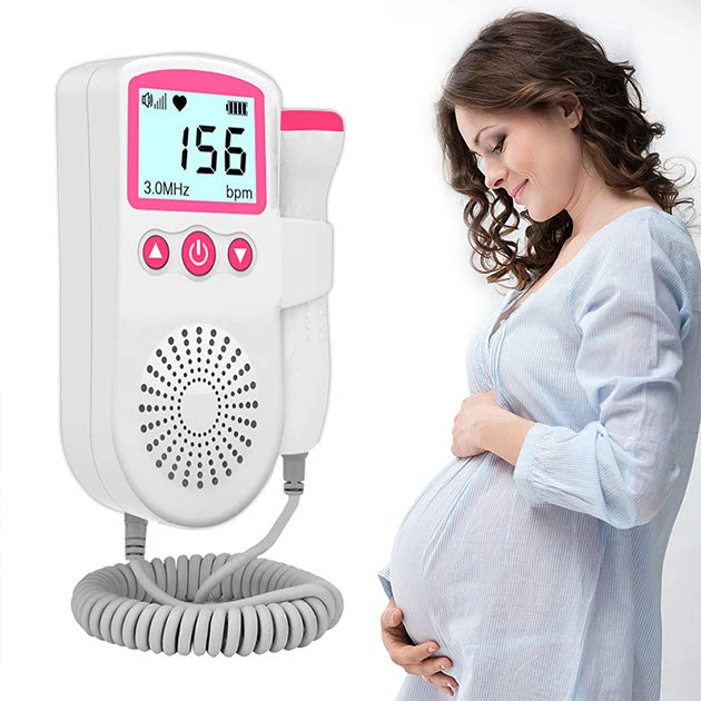 Bærbar fosterdoppler til at lytte til babyens hjerteslag