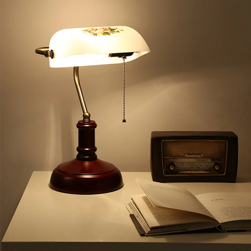 Elegant Glasbordlampe med Retro Stil