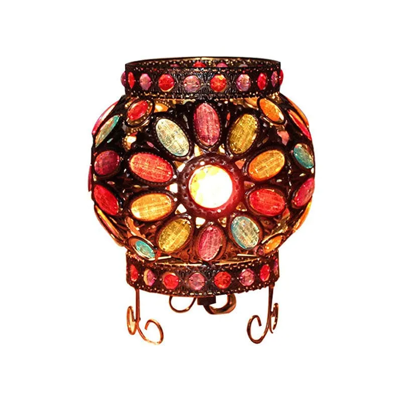 Elegant Sengebordslampe med Farverige Perler