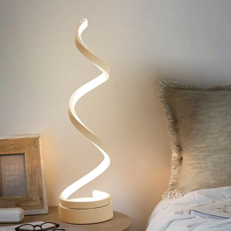 Moderne Spiralformet LED Bordlampe til Stilfuld Belysning