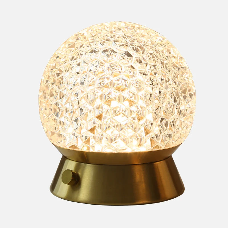 Elegant Trådløs LED Bordlampe med Krystalklar Skærm