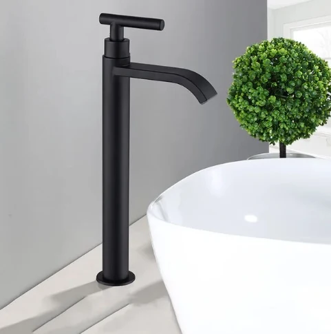 Basin Tap Matt Svart Enkel Spak Blandare