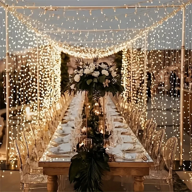Eventyrlys Gardin med Varmt Hvidt LED og Fjernbetjening