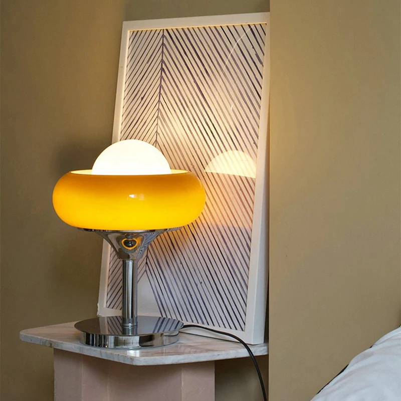 Glasbordslampa Retro Gul Ljusdesign