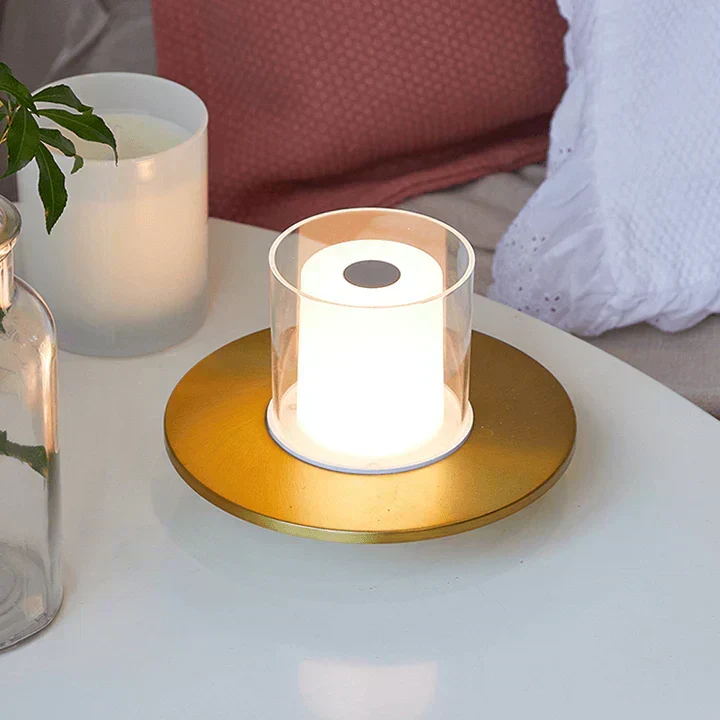 Sikker LED Bordlampe med Ægte Stearinlysglød