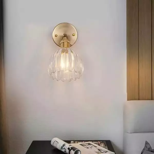 Vägglampa Vintage Glas Mässing Sconces