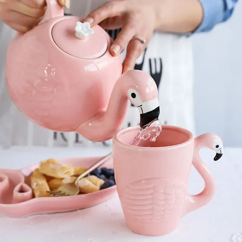 Pink Flamingo Keramisk Te Sæt