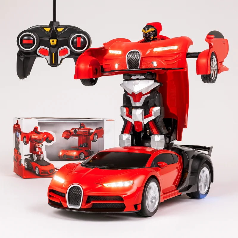 Fjernstyret Transformer Robotbil med LED og Lyd