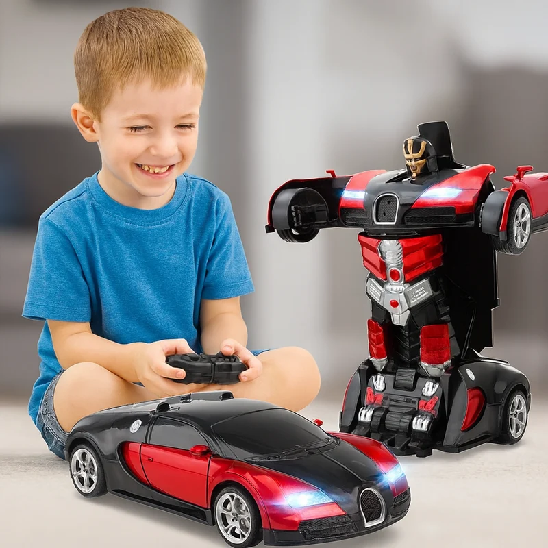 Transformerende Fjernstyret Robotbil med LED-lys