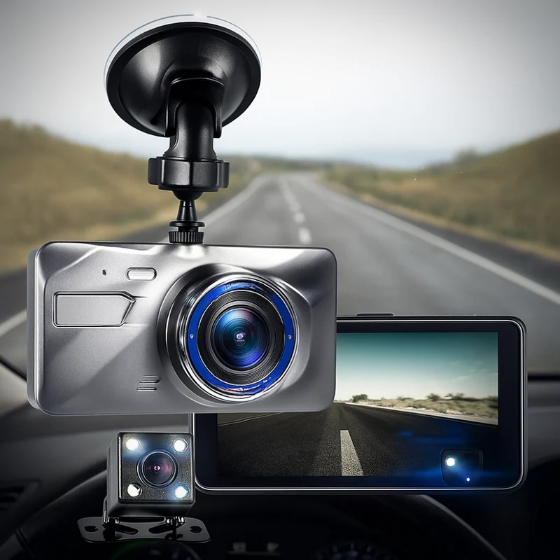 Dobbeltlinse Dashcam med Natvision - 1080p HD Sikkerhed