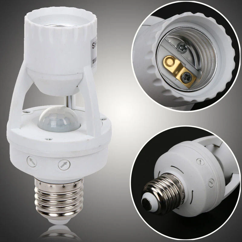 360 Rotating Motion Sensor Stikkontakt Switch Led Pære Base