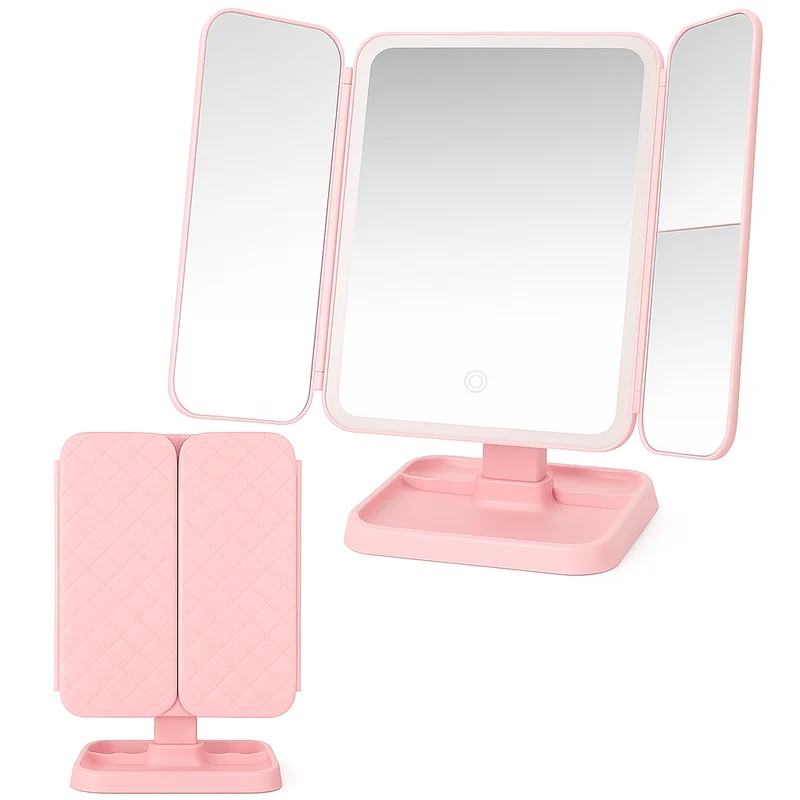 Sammenfoldeligt LED Makeup Spejl med Naturlig Lys