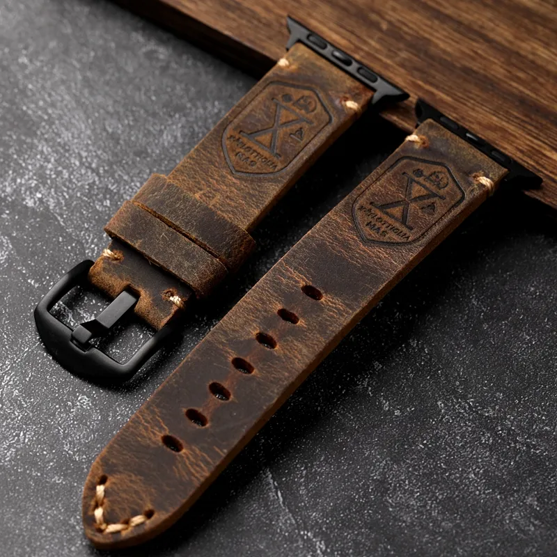 Eksklusivt Håndlavet Læderarmbånd til Apple Watch