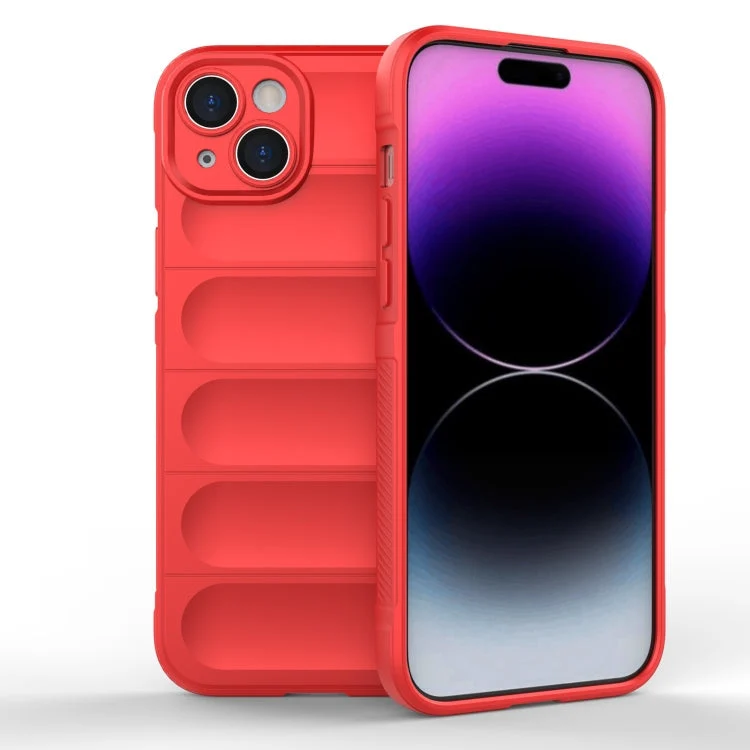 Skræddersyet TPU- og flanellcover til iPhone 15 Plus i elegant rød