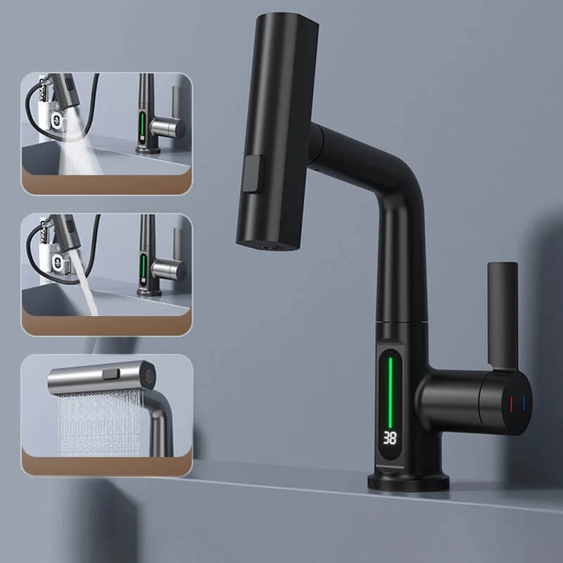 WaterMaster Fleksibel LED Køkken & Bad Vandhane – 360° Drejelig, Udtziehbar Slange & 5 Sprøjteindstillinger