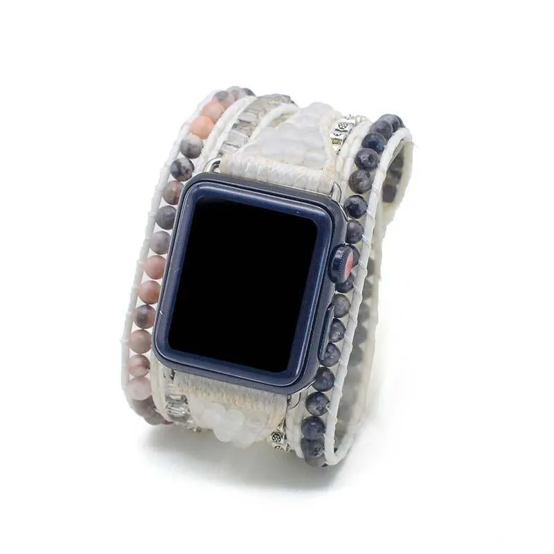 Håndlavet armbånd til Apple Watch med hvid Labradorit