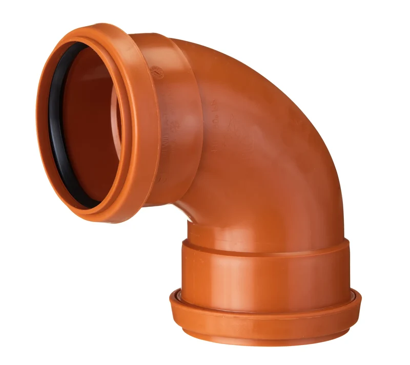 RÖRBÖJ LÅNG MARKRÖR 90 GRADER DN 110MM 2 MUFF PP