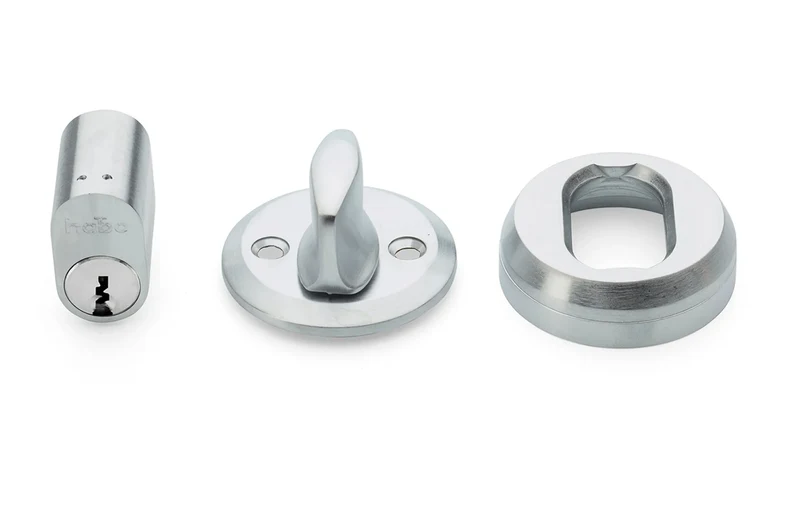 CYLINDERLÅSSATS 42 1-PACK 3 NYCKLAR BORSTAD KROM
