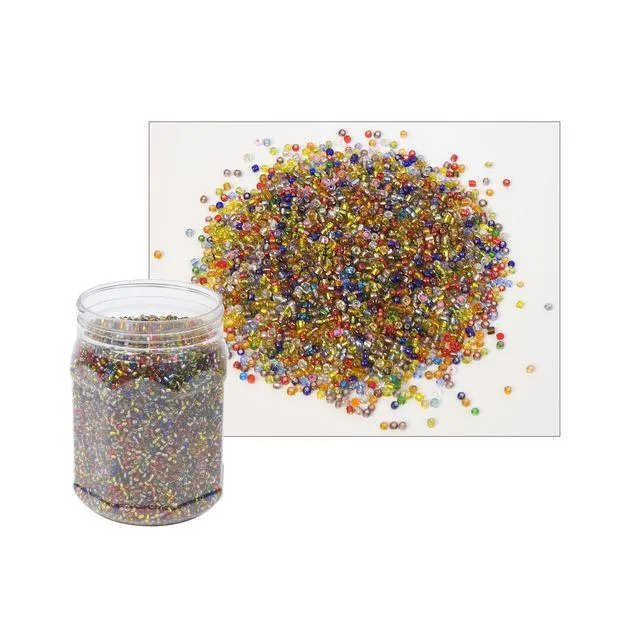 Glaspärlor 500g transp. blandade färger