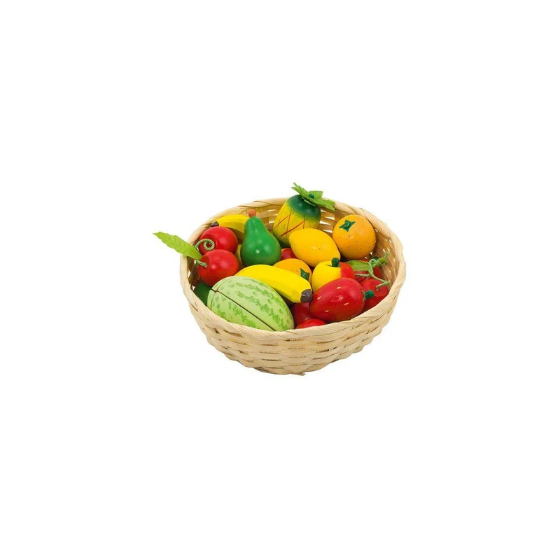 Fruktkorg med frukter i trä 23
