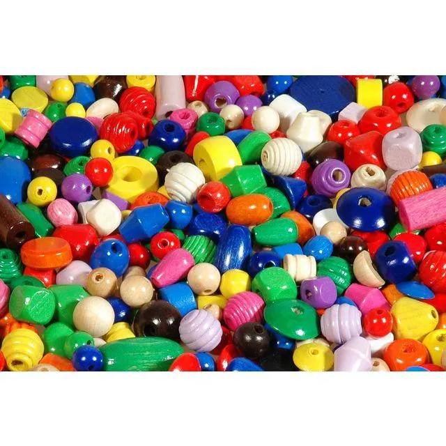 Träpärlmix 750g blandade färger