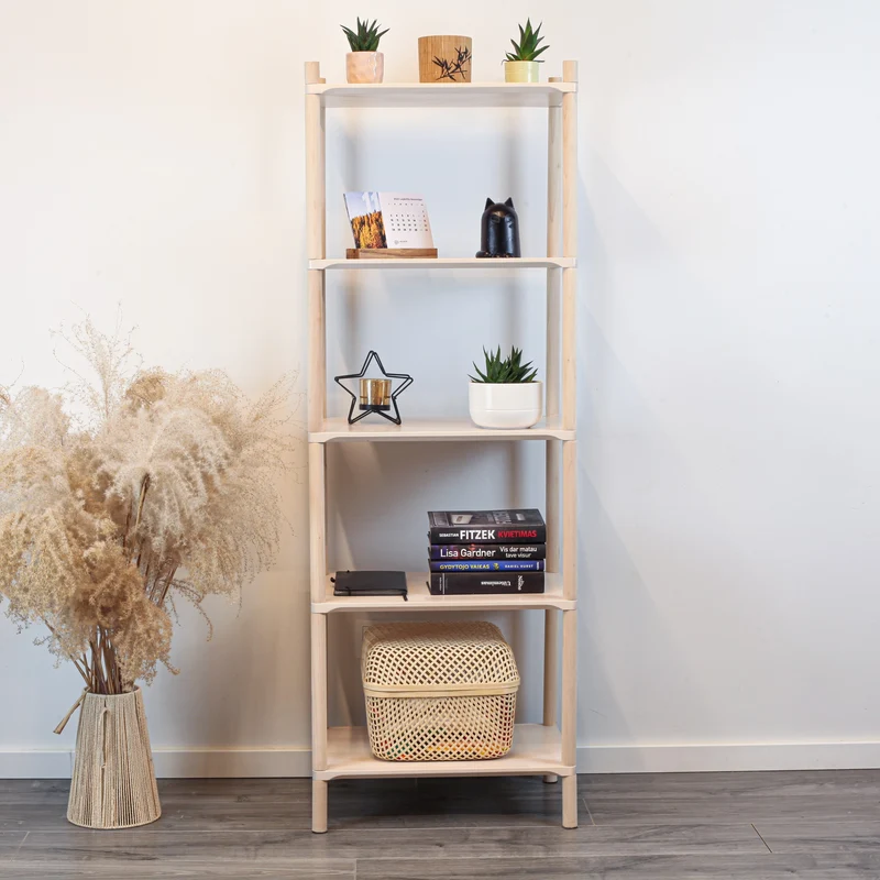 Montessori-inspirerad trähylla liten, 5 hyllor