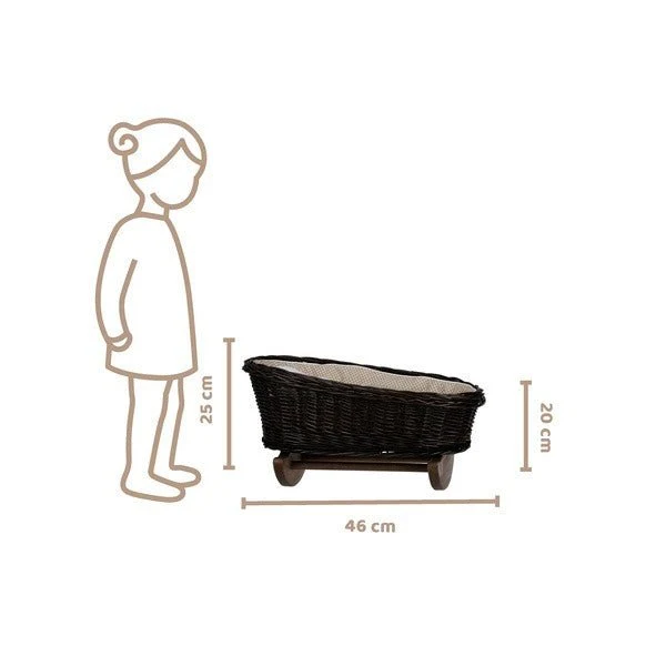 Mimi gungande dockvagga i rotting – mörk/beige