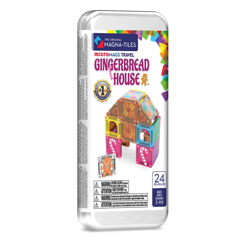 MAGNA-TILES microMAGS Gingerbread House 24 Piece Travel Set