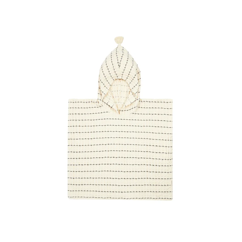 nobodinoz Portofino Poncho Black Stripes Large Waffle